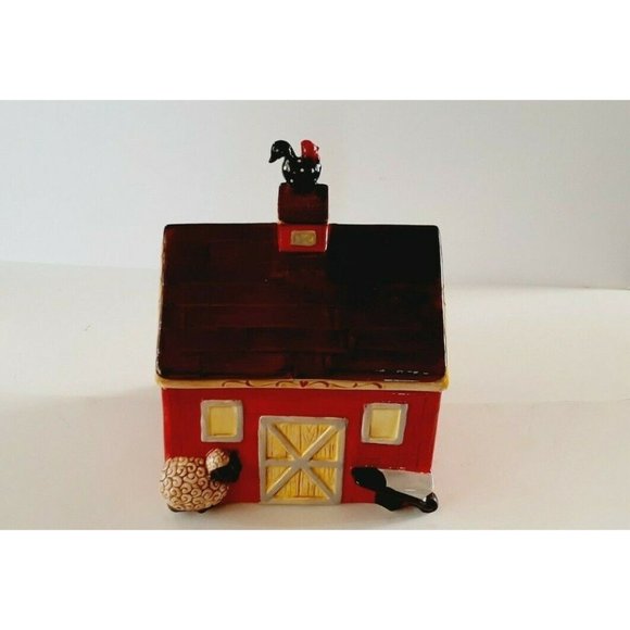 CERAMIC RED BARN FARM ANIMAL COOKIE JAR LARGE - Picture 10 of 11
